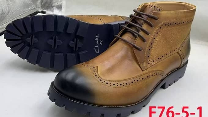 Original photo of tan brogue ankle boots F76-5-1 showing upper and sole