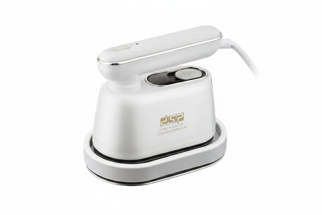 DSP KD1159 compact handheld travel steam iron white background