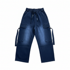 Navy Blue Cargo Sweatpants - White Background