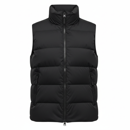 Black Puffer Vest - White Background