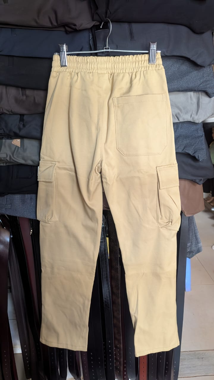 Men's Tan Cargo Pants back view