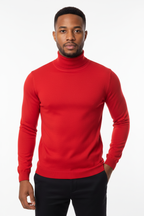 Men's Red Turtleneck Sweater - lifestyle
