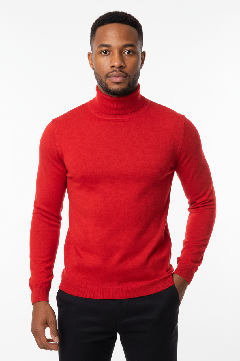 Men's Red Turtleneck Sweater - lifestyle