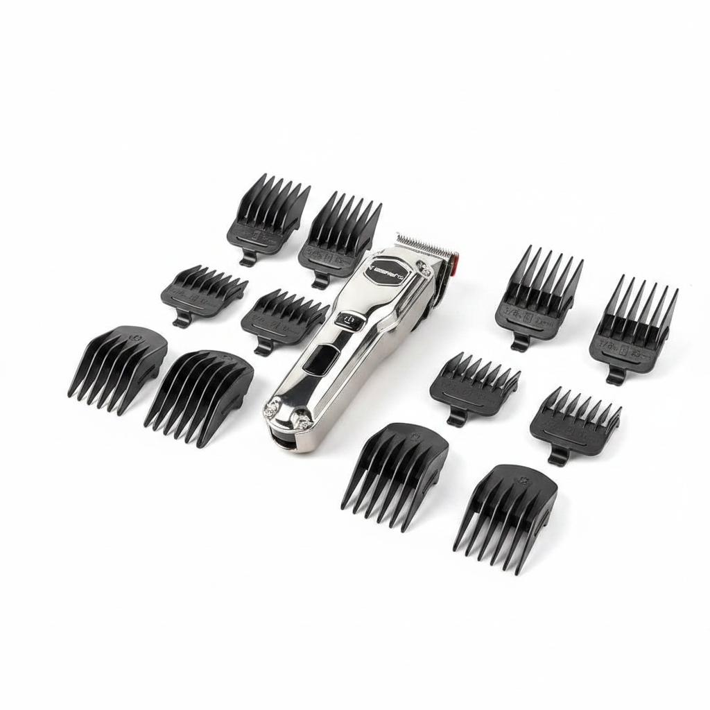 GTR Geepas Rechargeable Hair Clipper with attachments – white background
