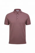 Everyday full length mauve polo shirt white background