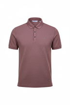 Everyday full length mauve polo shirt white background
