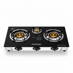 Sonashi 3 Burner Glass Gas Cooker - White Background