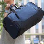 Blue & Black Cylindrical Duffel Travel Bag - Lifestyle Shot