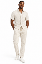 Men's Cream Linen 2-Piece Set - Lifestyle