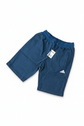 Men's blue Adidas sports shorts - white background studio shot