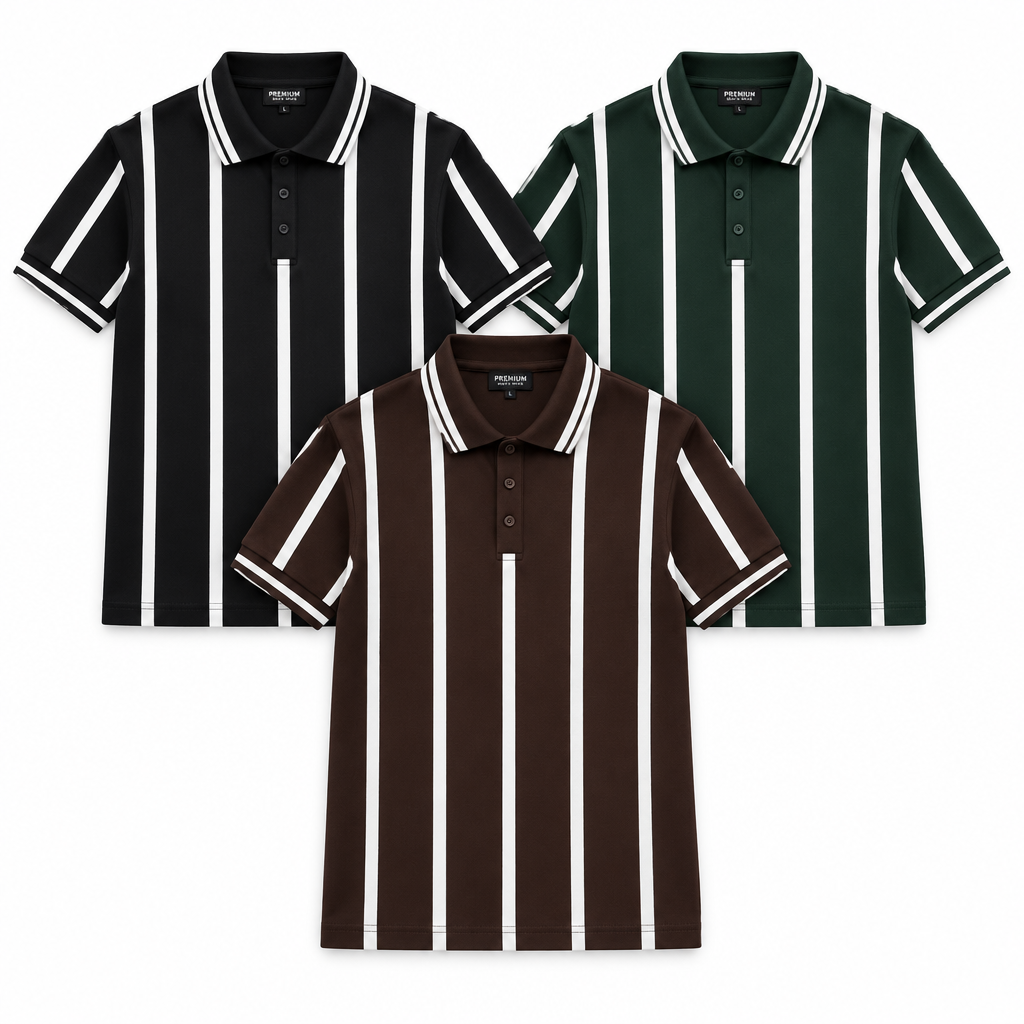 HandSome Type Striped Polo Shirt flat lay white background