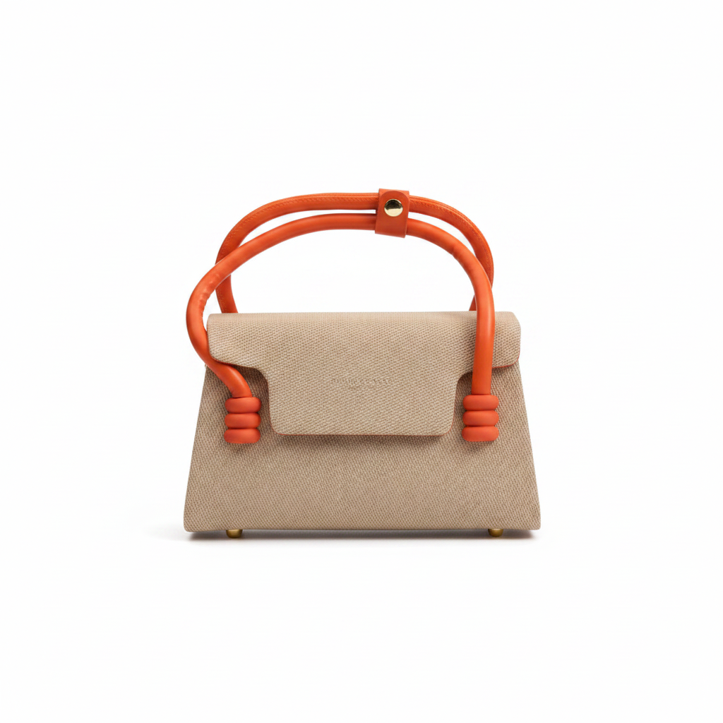 Fashion & Bags Leather Mini Top Handle Bag Orange - White Background