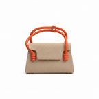Fashion & Bags Leather Mini Top Handle Bag Orange - White Background
