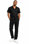 Men's Black Linen 2-Piece Set - Lifestyle