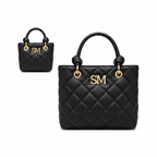 SM Quilted Tote 2-Piece Set Black - White Background