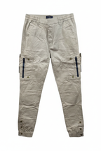 Men's sand cargo pants - white background studio shot
