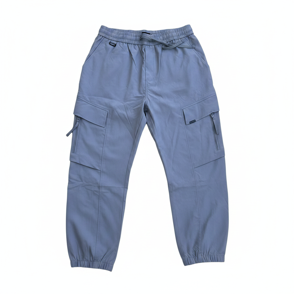 Steel Blue Cargo Jogger Pants - White Background