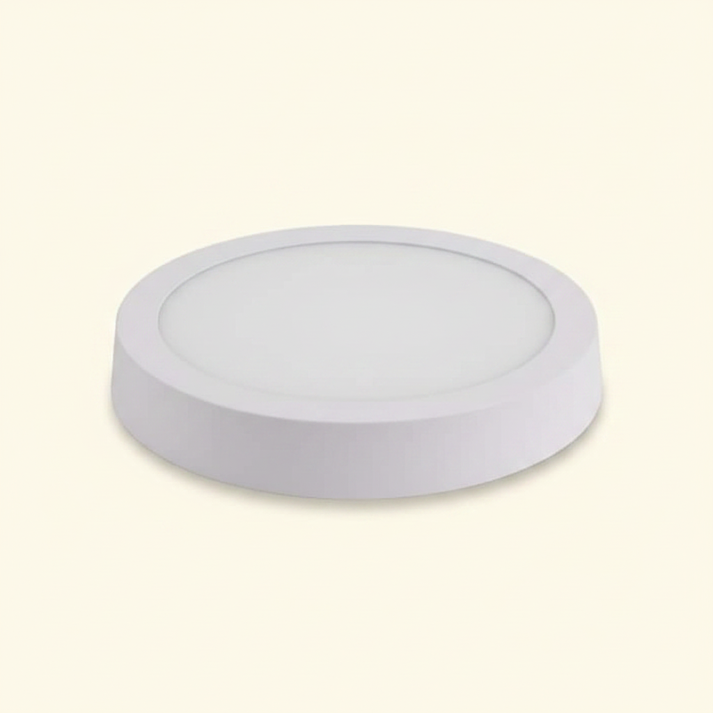 Round 12W LED surface mount panel light - cream background