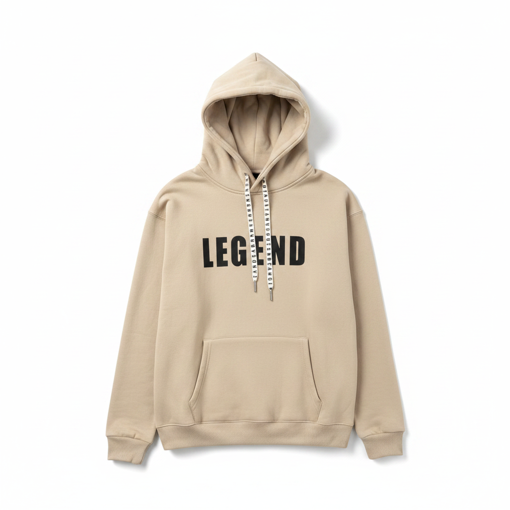 Legend Graphic Hoodie Beige - white background