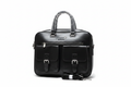 Men's Black Leather Briefcase Laptop Bag white background