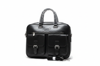 Men's Black Leather Briefcase Laptop Bag white background