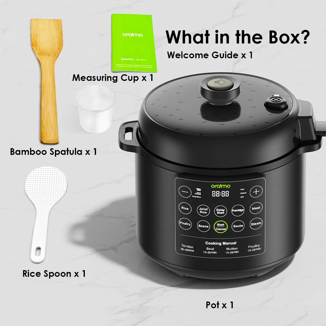Oraimo TenderPot 6L Electric Pressure Cooker – OEC-201A | 1000W | 9 Programs | 16 Safety Features