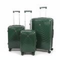 Green Set of 3 Pcs Plastic Rubber Travel Bags front view