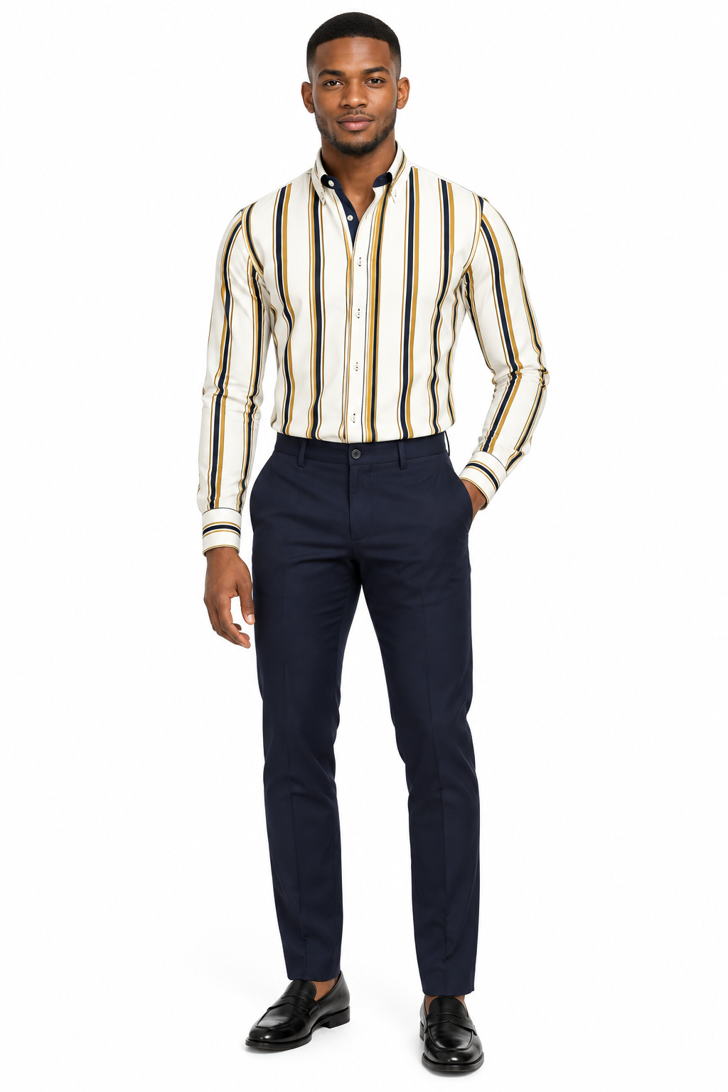 X-Factor Cream Stripe Formal Shirt lifestyle