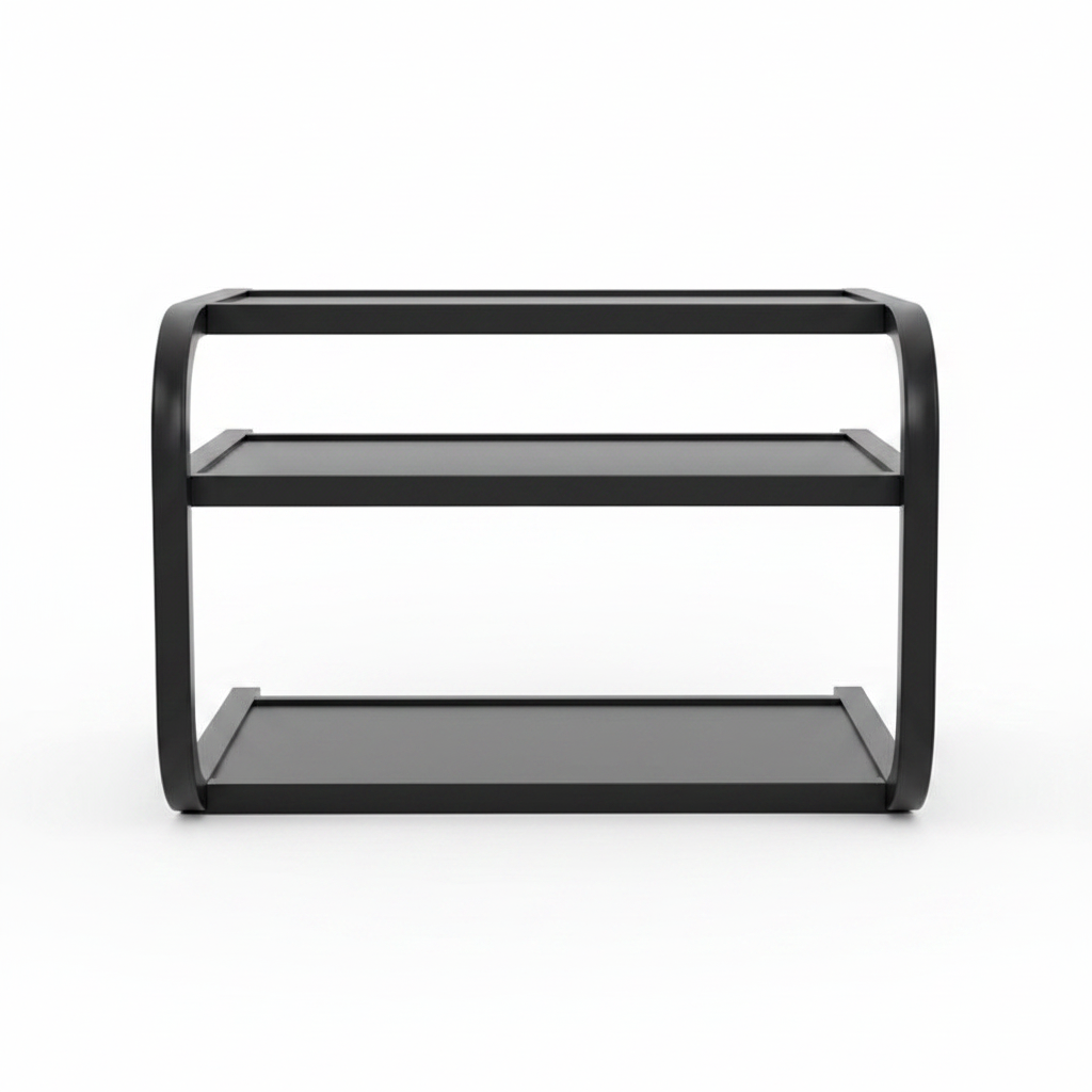 Black Metal Microwave Oven Rack two tier kitchen shelf