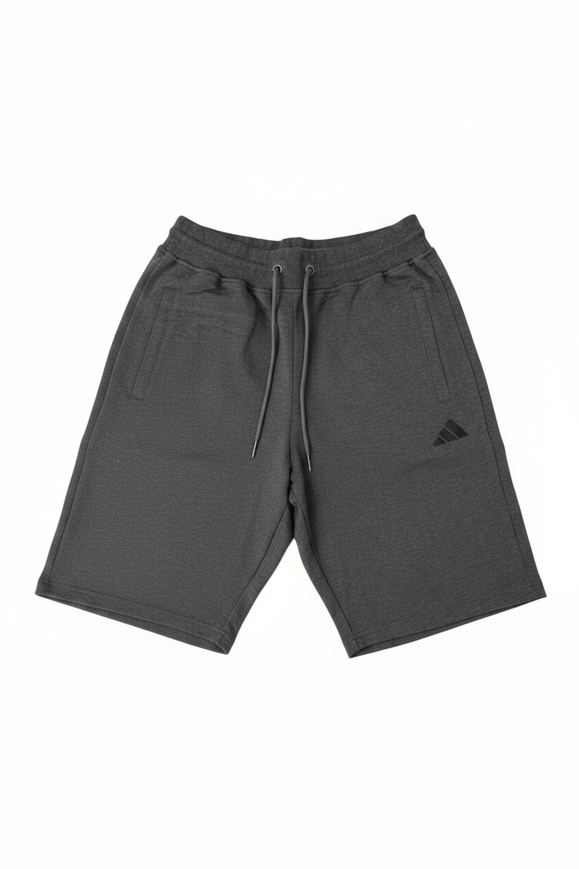 Men's charcoal grey Adidas sports shorts - white background studio shot