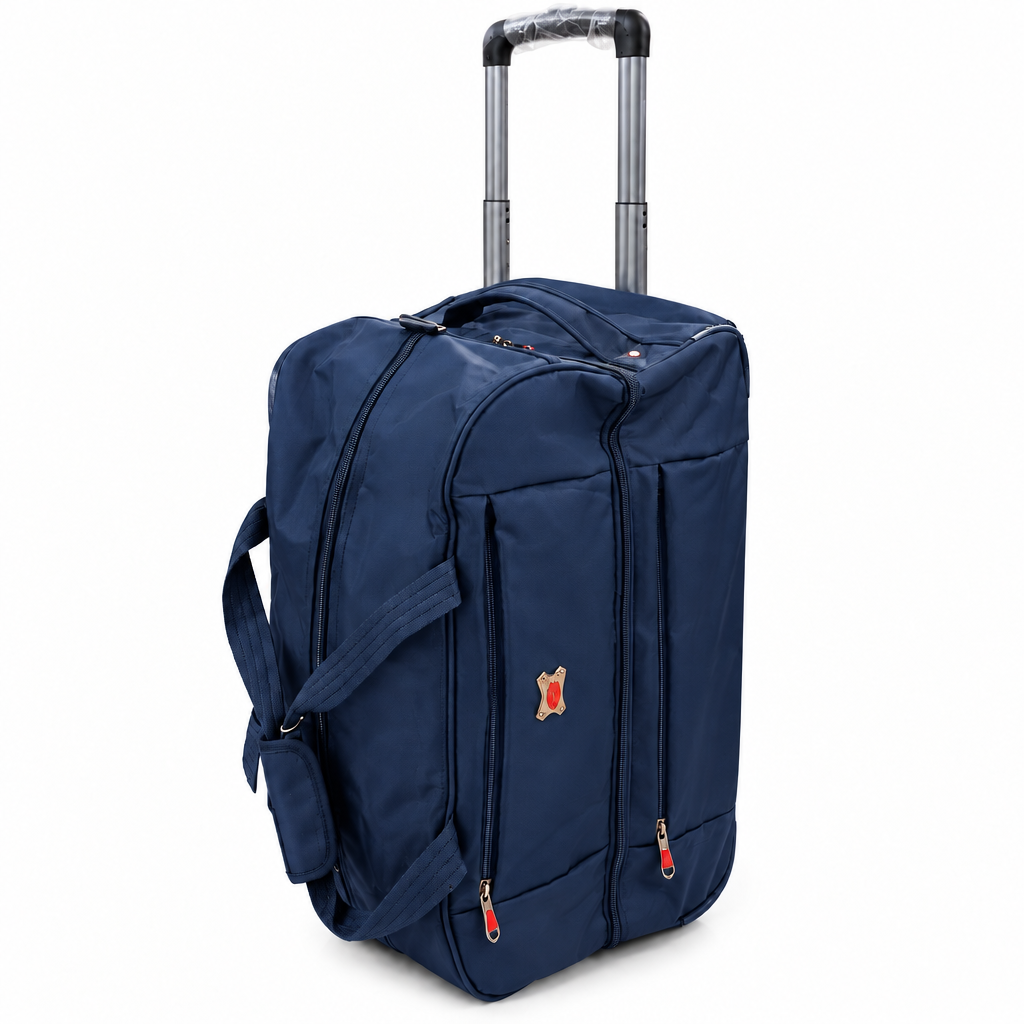 Navy Blue Trolley Travel Bag - studio shot