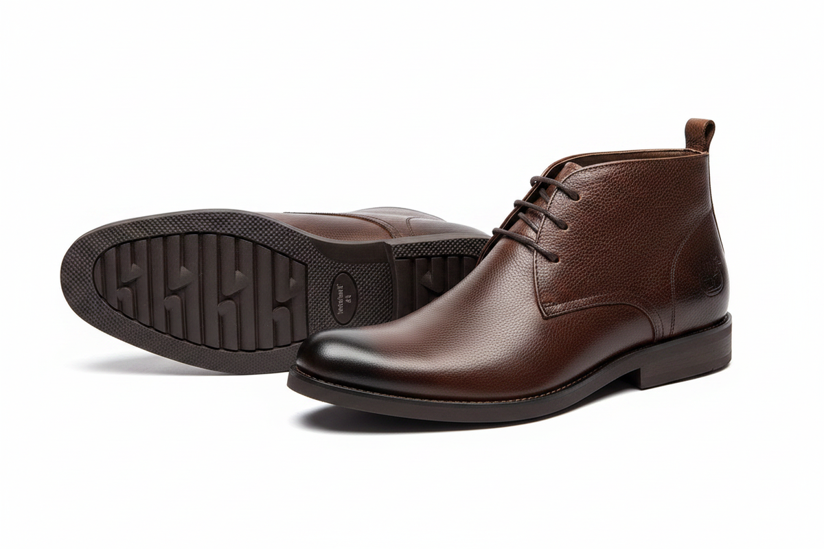 Men's Brown Leather Chukka Boots on white background