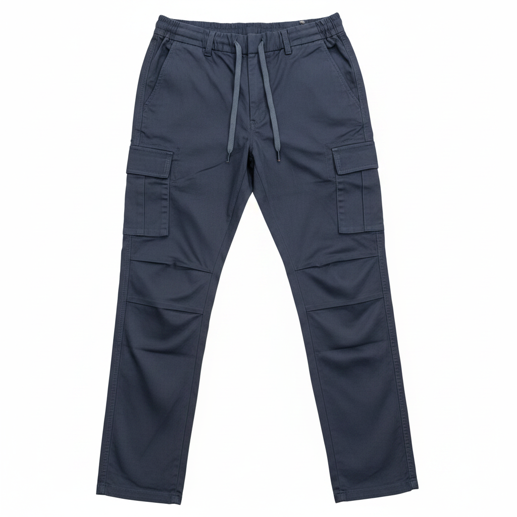 Navy Blue Tactical Cargo Pants - Flat Lay