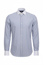 Verso Ceremony Blue Stripe Shirt - Full Length
