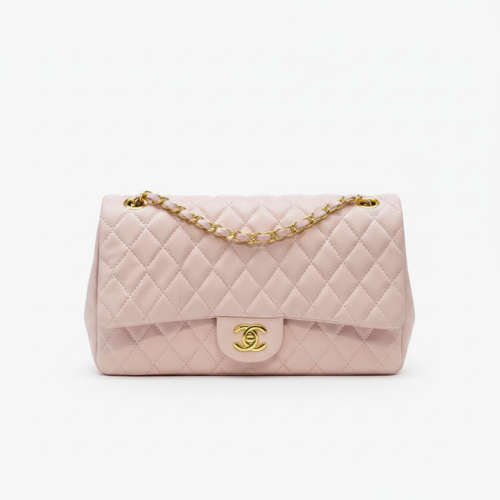 Blush Pink Double Flap Quilted Bag