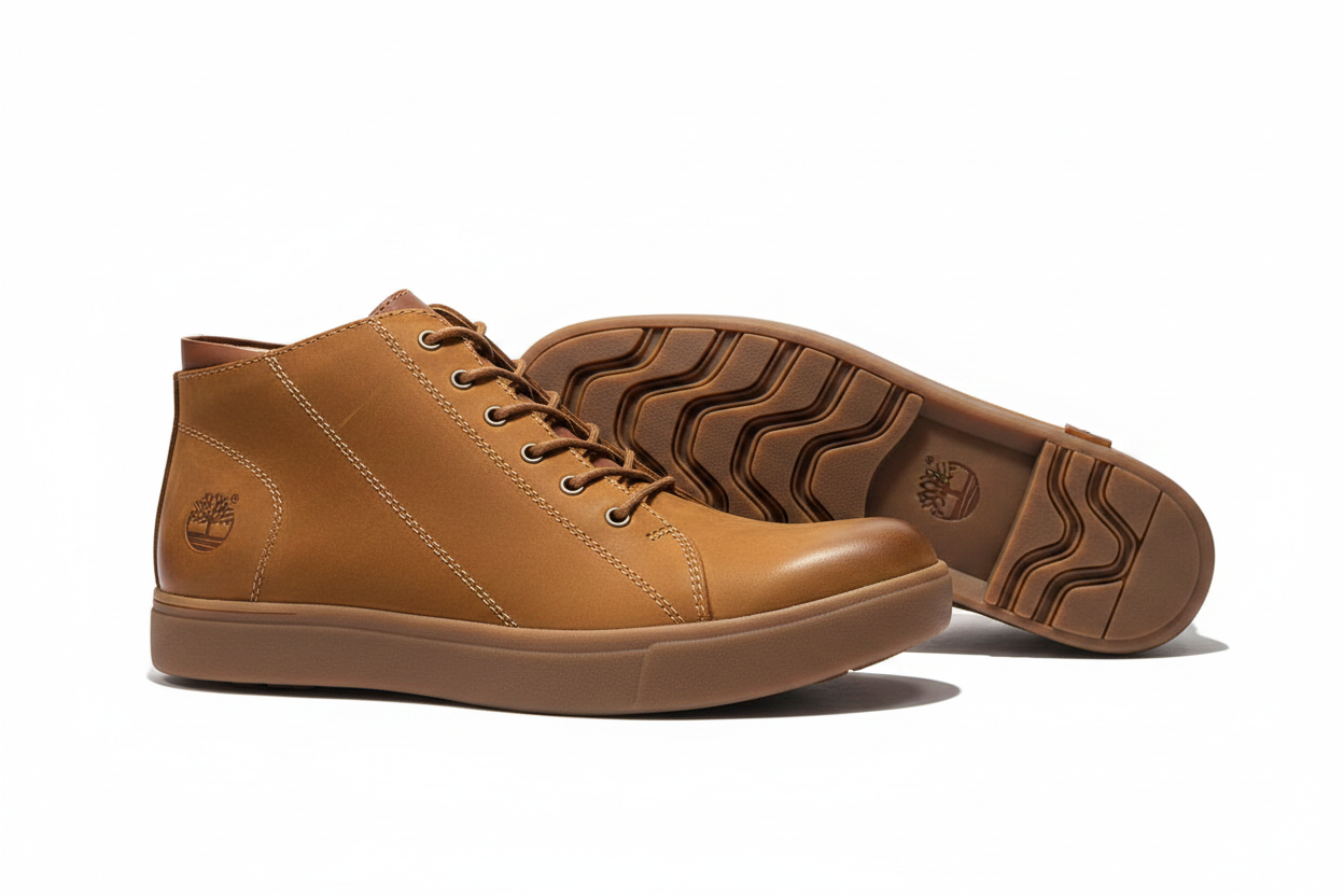 Men's Tan Wheat Leather Lace-Up Chukka Boots on white background