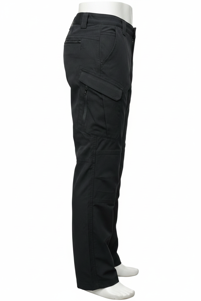 Men's Black Tactical Cargo Pants - Side View