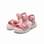 Kids Pink Heart Sandals - White Background