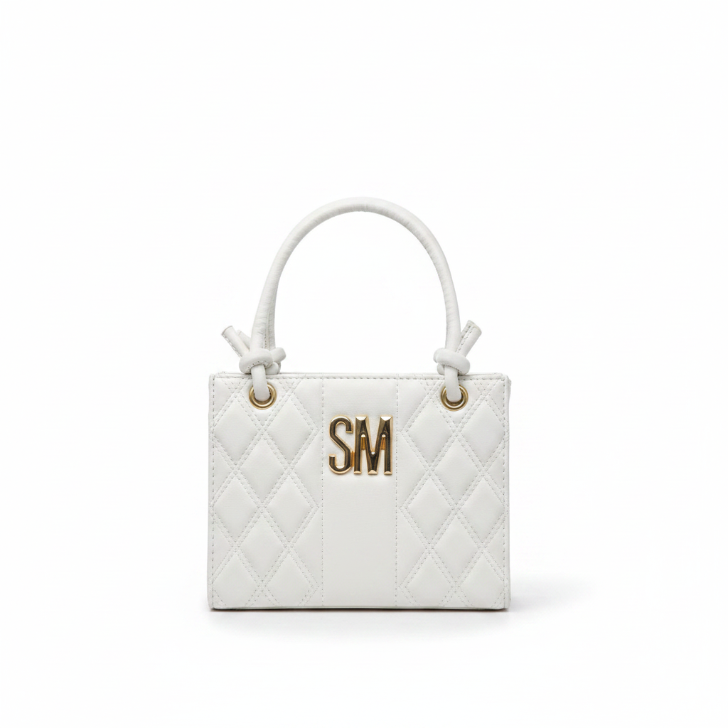SM Quilted Mini Tote White - White Background Studio Shot