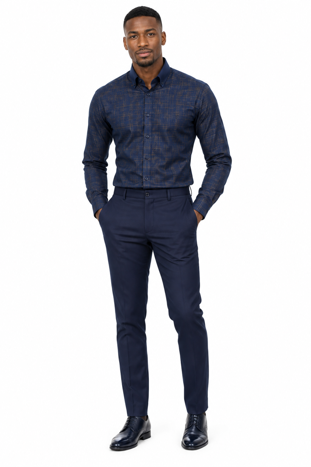 X-Factor Navy Texture Formal Shirt lifestyle