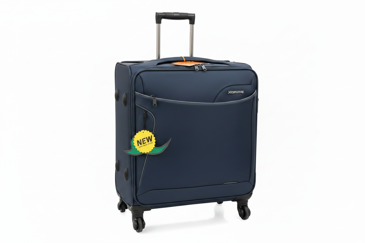 Navy Blue Trolley Luggage Large on white background