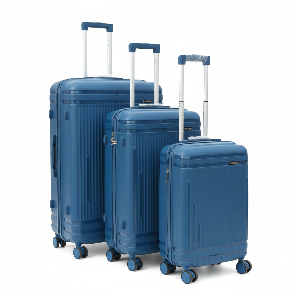 Blue Early Bird Set of 3 Pcs Travel Bags front view