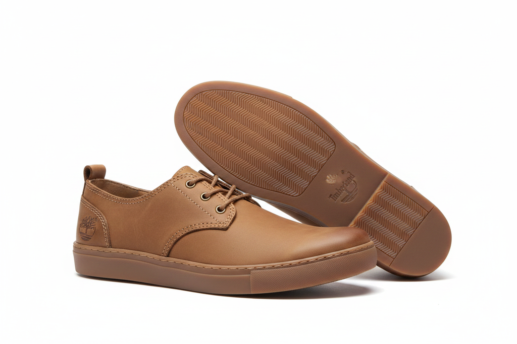 Men's Timberland Wheat Leather Low-Top Shoes on white background