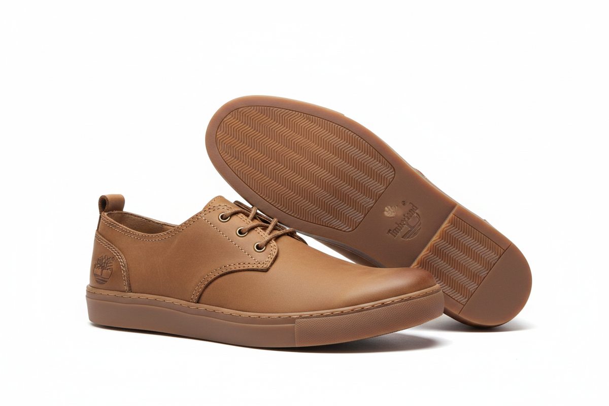 Men's Timberland Wheat Leather Low-Top Shoes on white background