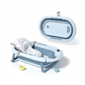 Foldable Baby Bath Tub blue with temperature sensor on white background