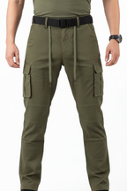Olive Green Tactical Cargo Pants - On Model