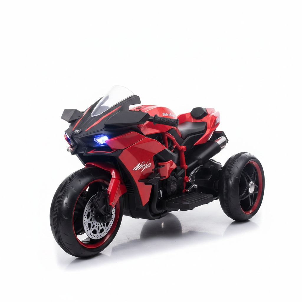 Kids Electric Ride-On Sport Motorcycle red and black on white background