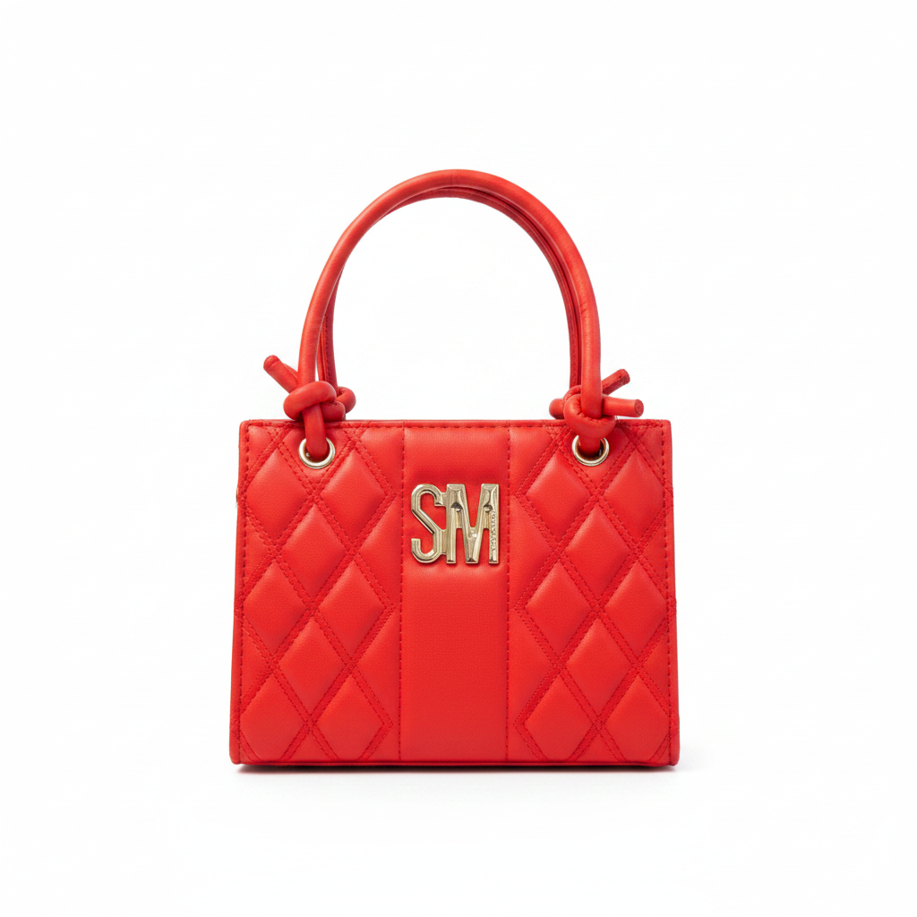 SM Quilted Mini Tote Red - White Background Studio Shot