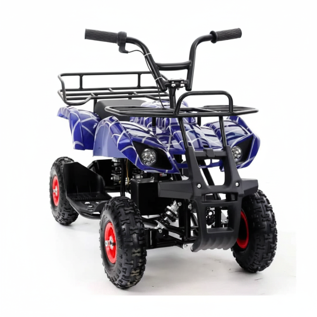 Kids Electric Mini ATV Quad Bike blue spider-web on white background