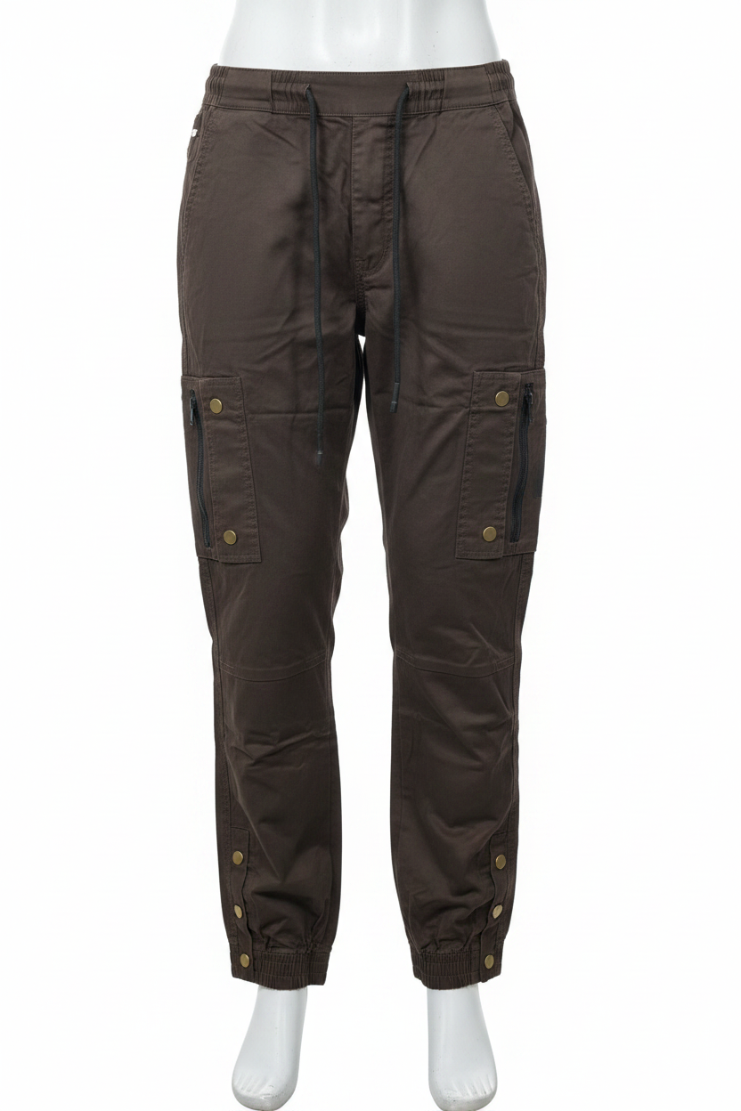Men's brown cargo pants on mannequin